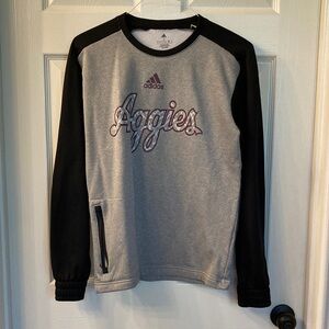 Adidas Gray and Black Aggies Crewneck
